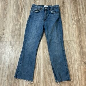 Zara raw hem straight leg high rise jeans size 10